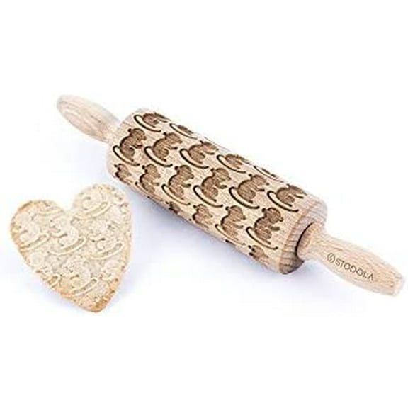 STODOLA Engraved Rolling Pin With Animal Patterns- for Embossed cookies 9-inch (Monkeys)