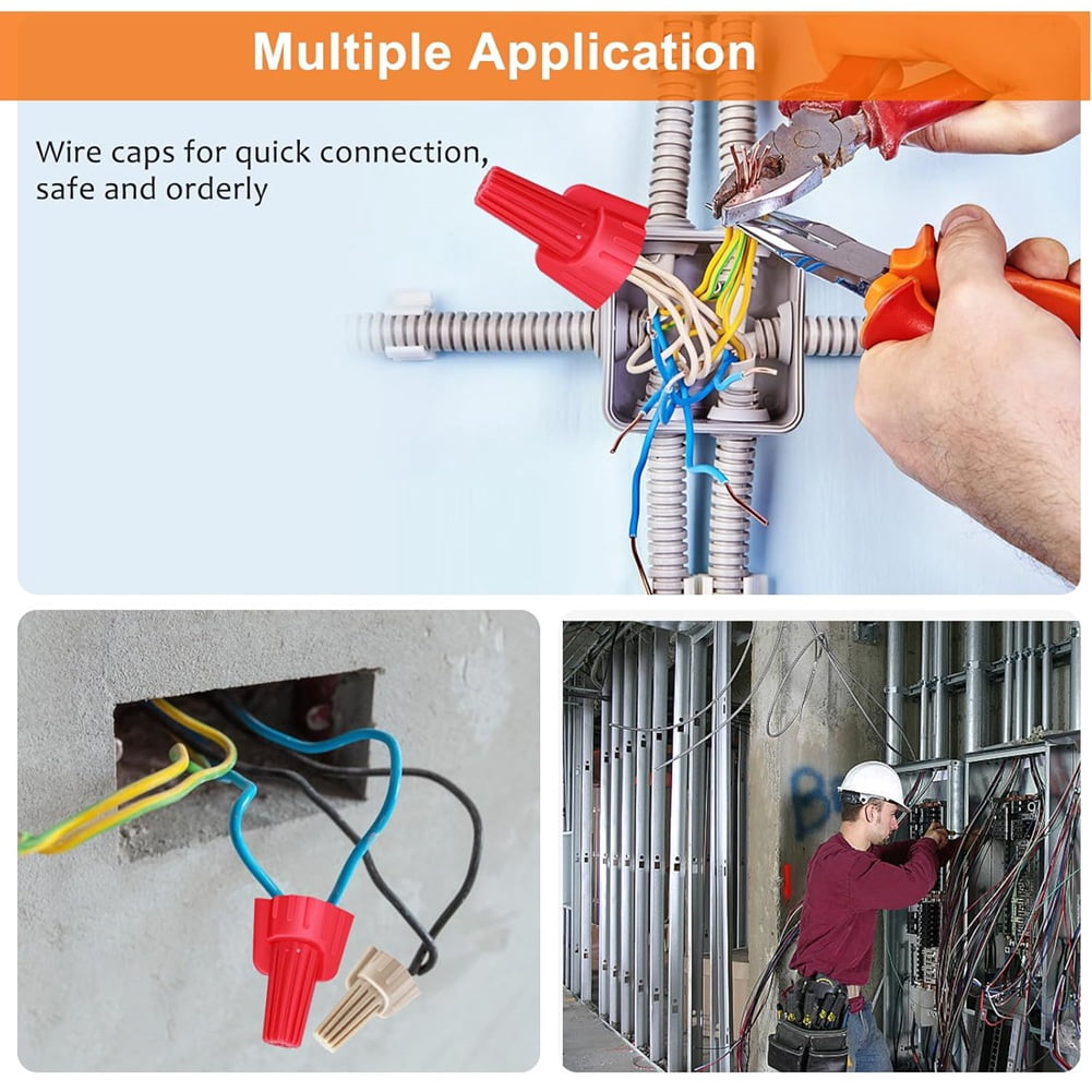Red , Winged Wire End Connector Cover, Nut 18-8 AWG, HSP13 Type Screw Terminal for Connecting Electrical Wiring
