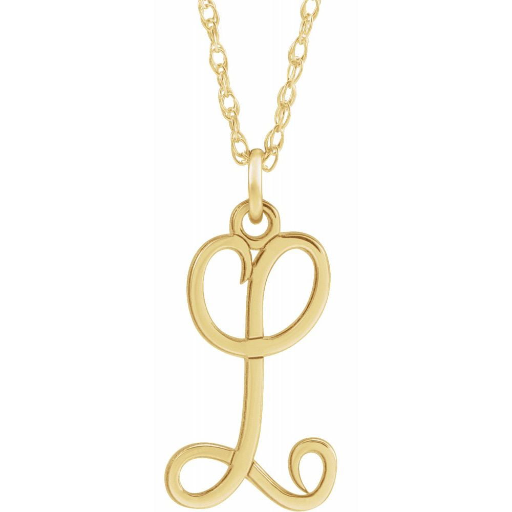 Diamond2Deal - 14K Yellow Gold-Plated Sterling Silver Script Initial L ...
