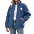 thumbnail image 2 of Diufon Women's Fuzzy Fleece Coats Full Zip Stand Collar Long Sleeve Fall Winter Warm Outwear Jacket with Pockets, 2 of 9