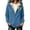 Blue 01, variant on Women's Jacket Hooded Zip Up Sunflower Print Long Sleeve Pockets Casual Fall Winter