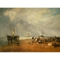 thumbnail image 2 of Joseph Mallord William Turner 14x11 Gold Ornate Wood Frame and Double Matted Museum Art Print Titled - The Fish Market at Hastings Beach, 2 of 4