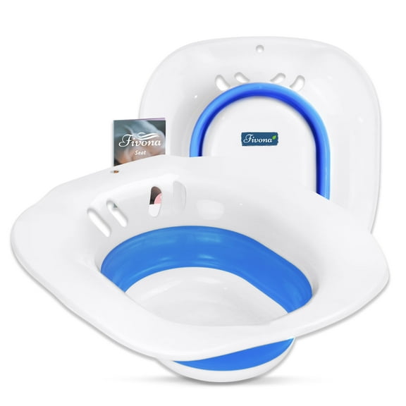 Sitz Bath Bowl for Toilet Basin by Fivona (Pure Blue)  - Perfect for Epsom Salt Soaks (Soaking Blend Sold Separately)