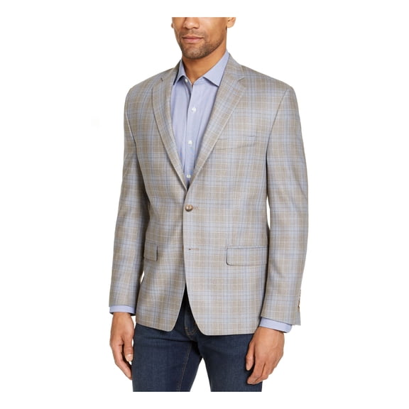 RALPH LAUREN Mens Beige Single Breasted Plaid Blazer 40L
