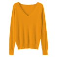 thumbnail image 4 of IMENGL Women's spring solid short lace v neck pullover, Orange L, Size M-2XL, 4 of 4