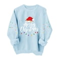 thumbnail image 6 of NSLGXD Womens Graphic Sweatshirt Crewneck Long Sleeve Pullover Merry Christmas Santa Hat Print Casual Holiday Top XS-2XL, 6 of 8