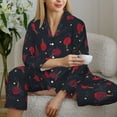 thumbnail image 6 of Salouo Ping Pong Pattern Women's Pajamas Set Long Sleeve Button Down Sleepwear Soft Pj Lounge Sets for women 2 Piece Pjs Set with Long Pants-Large, 6 of 7
