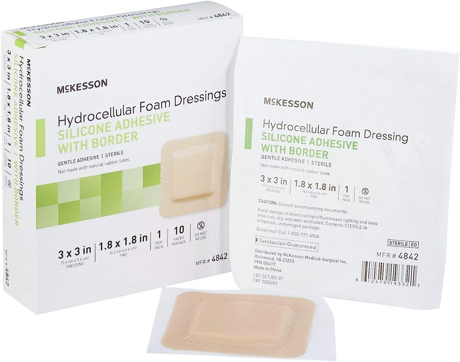 hydrocellular foam dressings, sterile, silicone adhesive with border