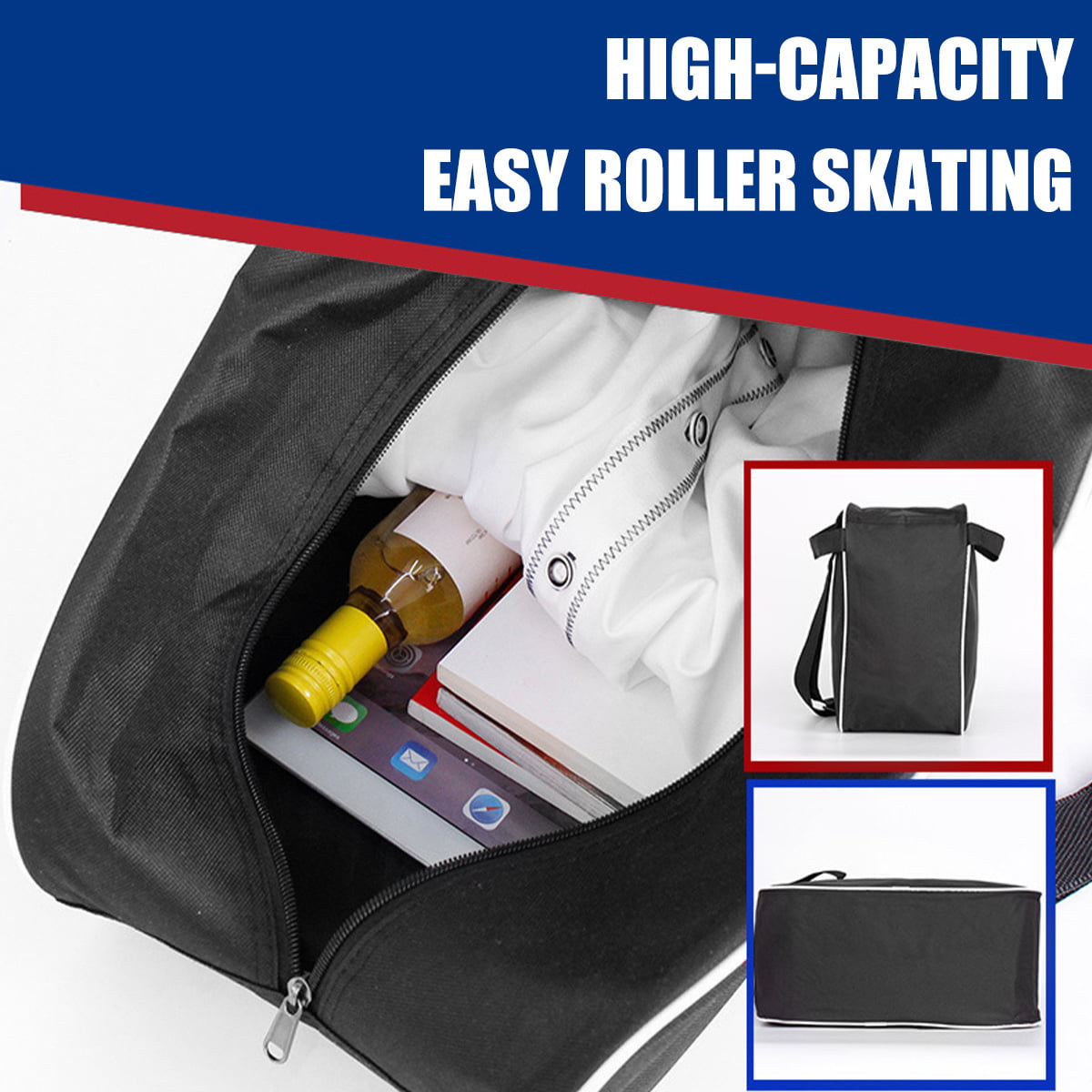 Heavy Duty Skates Boots Cover Carrying Bag w/ Shoulder Strap for Youth Adult 