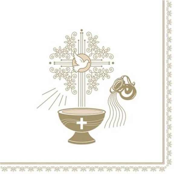 Baptism Napkins, Confirmation Napkins, Communion Napkins CHRISTENING GOLD Lunch Napkins 40pcs, Napkins Religious, Gold Napkins, Church Paper Napkins, Dove Napkins