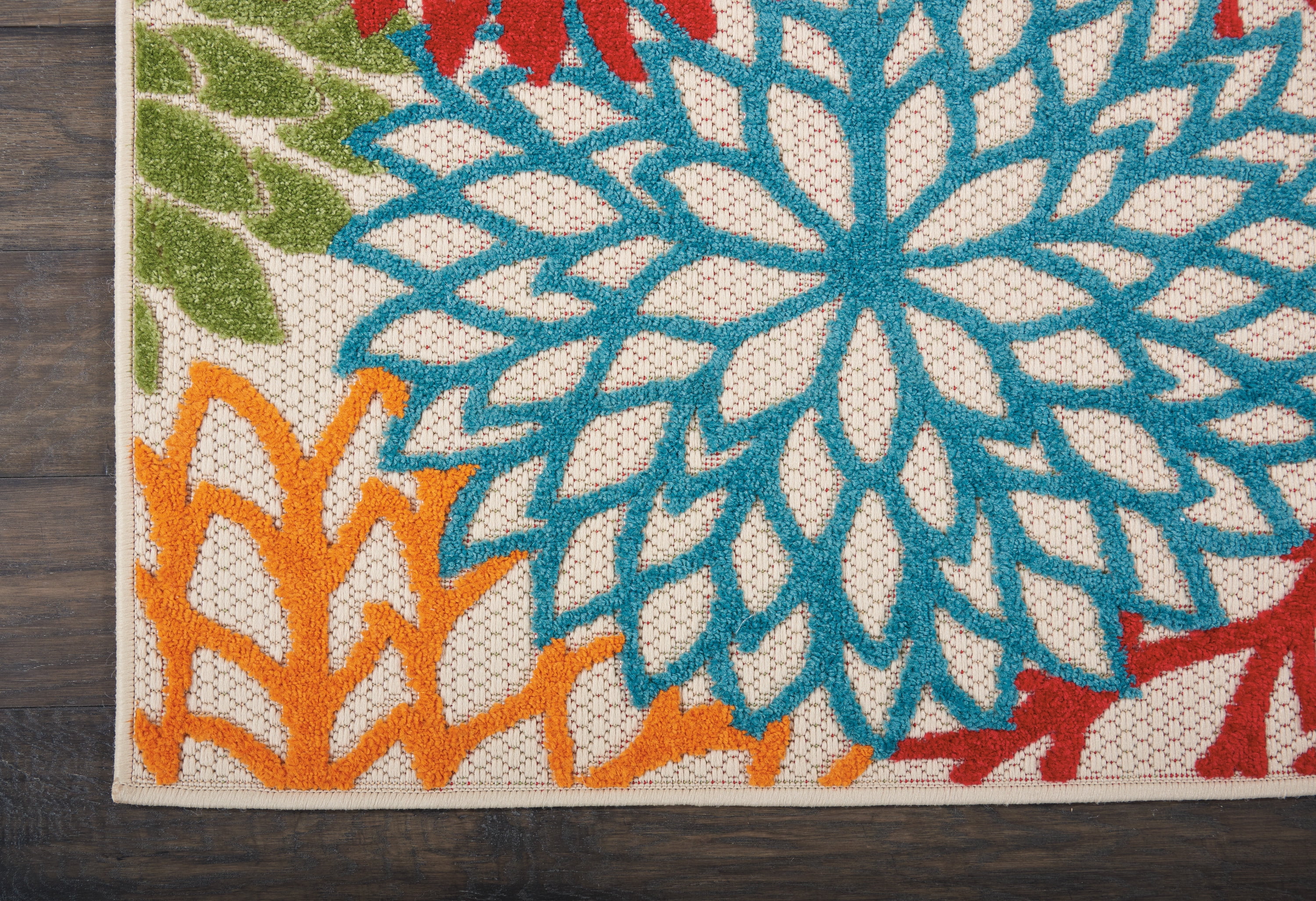 Nourison Tropical Oasis Indoor/Outdoor Modern Floral Green 2'3" x 8' Area Rug, (8' Runner)
