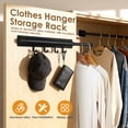 thumbnail image 4 of Pull Out Closet Valet Rod Aluminum Slide Hanger Rail Hooks Space Saving Organizer (black ), 4 of 9