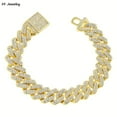 thumbnail image 3 of 14mm Hip Hop Shiny Cuban Link Chain Bracelets Women Men Gold Color Rhinestone Iced Out Chain Bracelets Punk Wristband Jewelry GC, 3 of 6