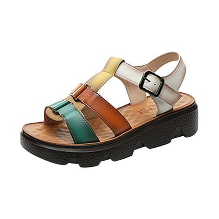 

GWAABD Fancy Sandals for Women Summer Fashion Women S Shoes Thick Bottom Low Heel Shoes Ladies Slippers Beach Ladies Sandals