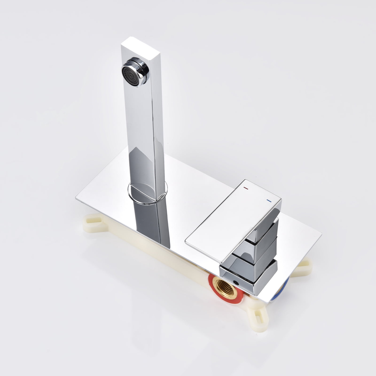 Dawot Wall Mount Single Handle Bathroom Faucets, Brass Sink Basin Mixer Taps, Polished Chrome Hot and Cold Spout Sink Rough Valve Bathtub Faucet