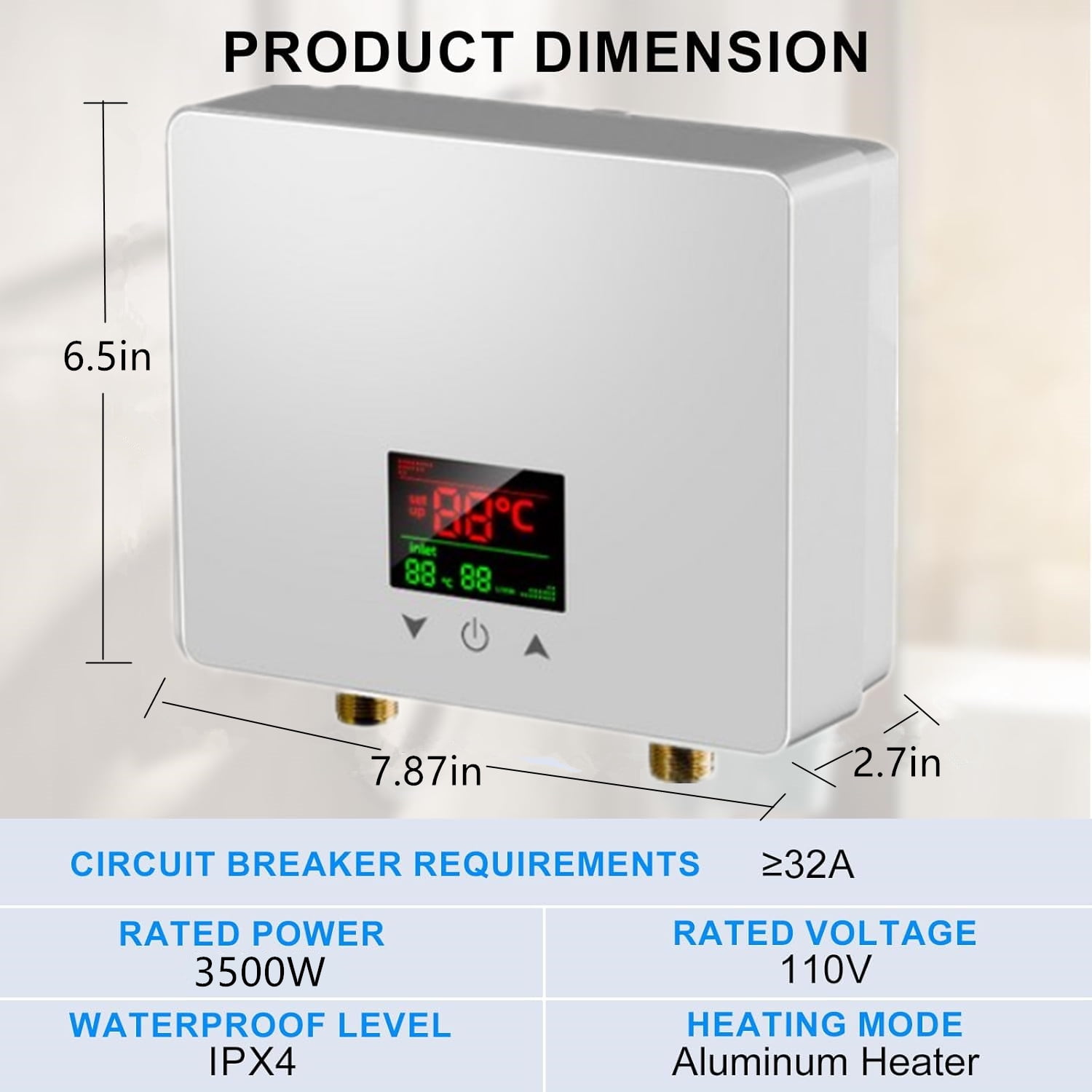 LEXKUYI  Electric Tankless Water Heater 3500W 110V Constant Temperature Instant Hot Water Heater with Remote Control Digital Display On Demand Hot Water Heater