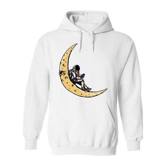 Astronaut Reads On The Moon Hoodie Men -Image by Shutterstock, Male x-Large