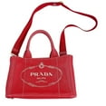 thumbnail image 1 of Pre-Owned PRADA Tote Bag 2way Mini Canapa Canvas BN2439 Red (Good), 1 of 15
