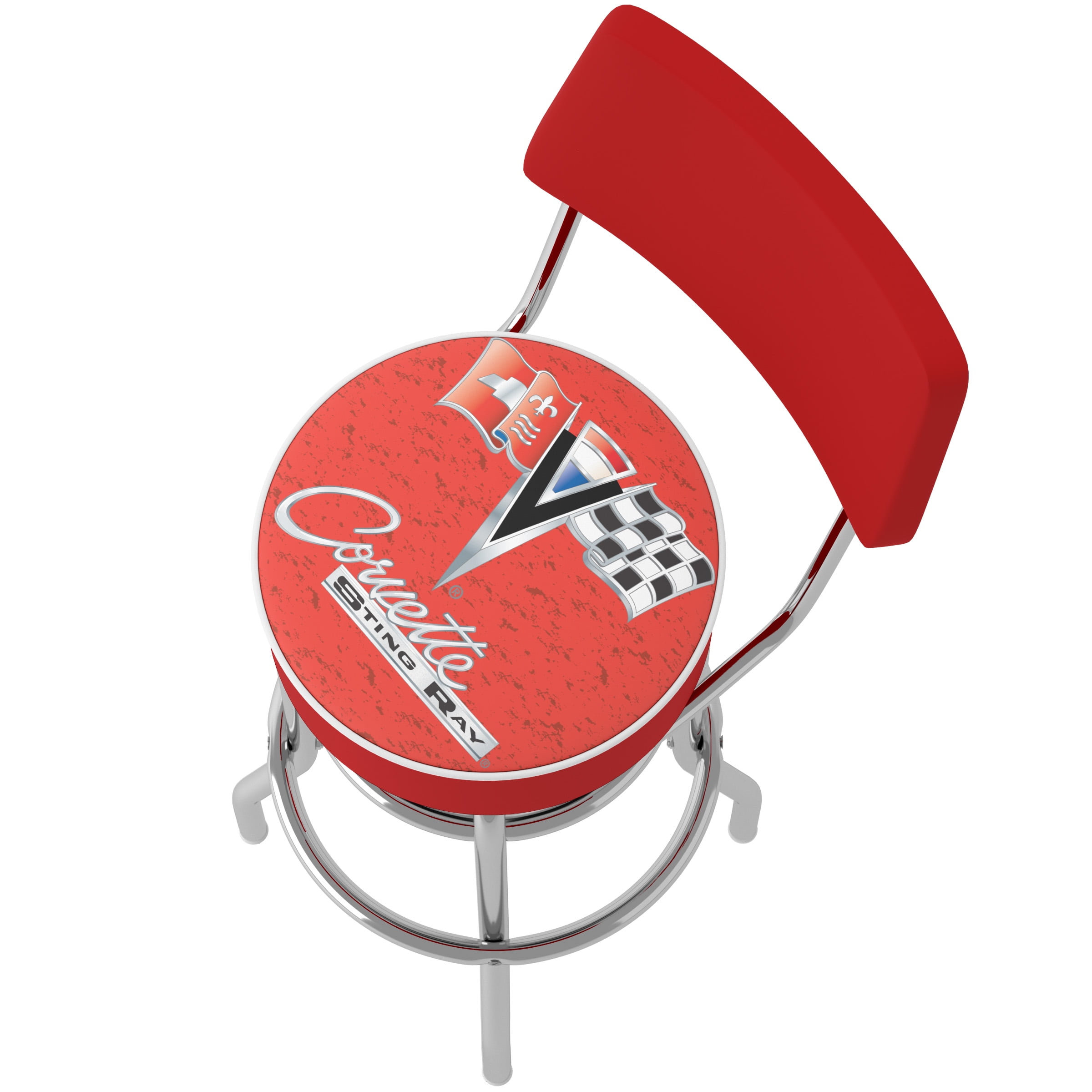 Trademark Gameroom Corvette C2 Red Bar Stool with Back Rest