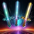 thumbnail image 2 of Juguetes de estilo píxel, espada de piedras preciosas, espada dorada, juguetes para niños, juegos para el hogar, suministros de espada con luz LED, espadas, juguetes de Cosplay, 2 of 6