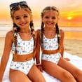 thumbnail image 5 of CCRFTGI Swimsuits for Child Girls Size 7 Two Piece Sets Swimming Girls Bathing Suit Beach Vacation Hawaiian Tropic Girls Bikini Cute Summer Girls Fashion Swim Suit Kids Bikini Light Blue 3-4 Years, 5 of 9
