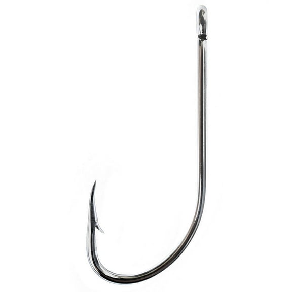 Eagle Claw 085AH-2 Plain Shank Offset Hook, Nickel, Size 2, 10 Pack