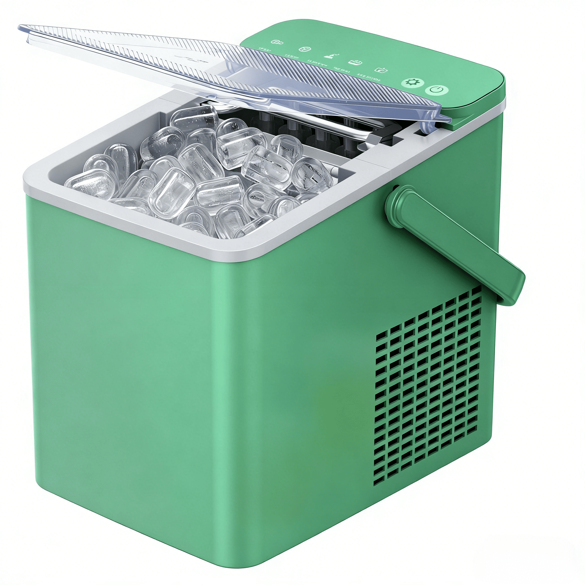 SIMZLIFE Portable Countertop Ice Maker Machine, 26 lbs Ice Per Day, 9 Bullet Ice Cubes Ready in 6 Minutes, Small & Large Ice Sizes, Self-Cleaning, 1.1L Water Tank, Ice Scoop & Basket, Green