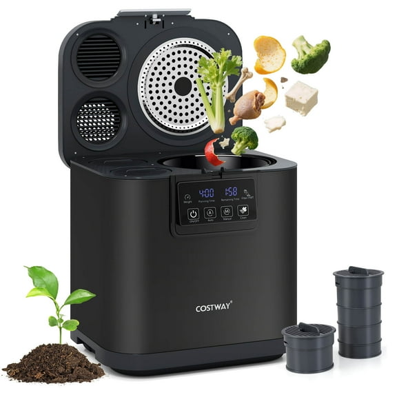 Costway 4 L Electric Composter for Kitchen Smart Waste Dispenser with Lid, Auto-Cleaning