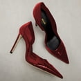 thumbnail image 4 of XYD Women Patent Leather Pointed Toe Pumps Slip-on Stiletto High Heels Side Cutout Sexy Evening Formal Shoes Size 7 Red, 4 of 4