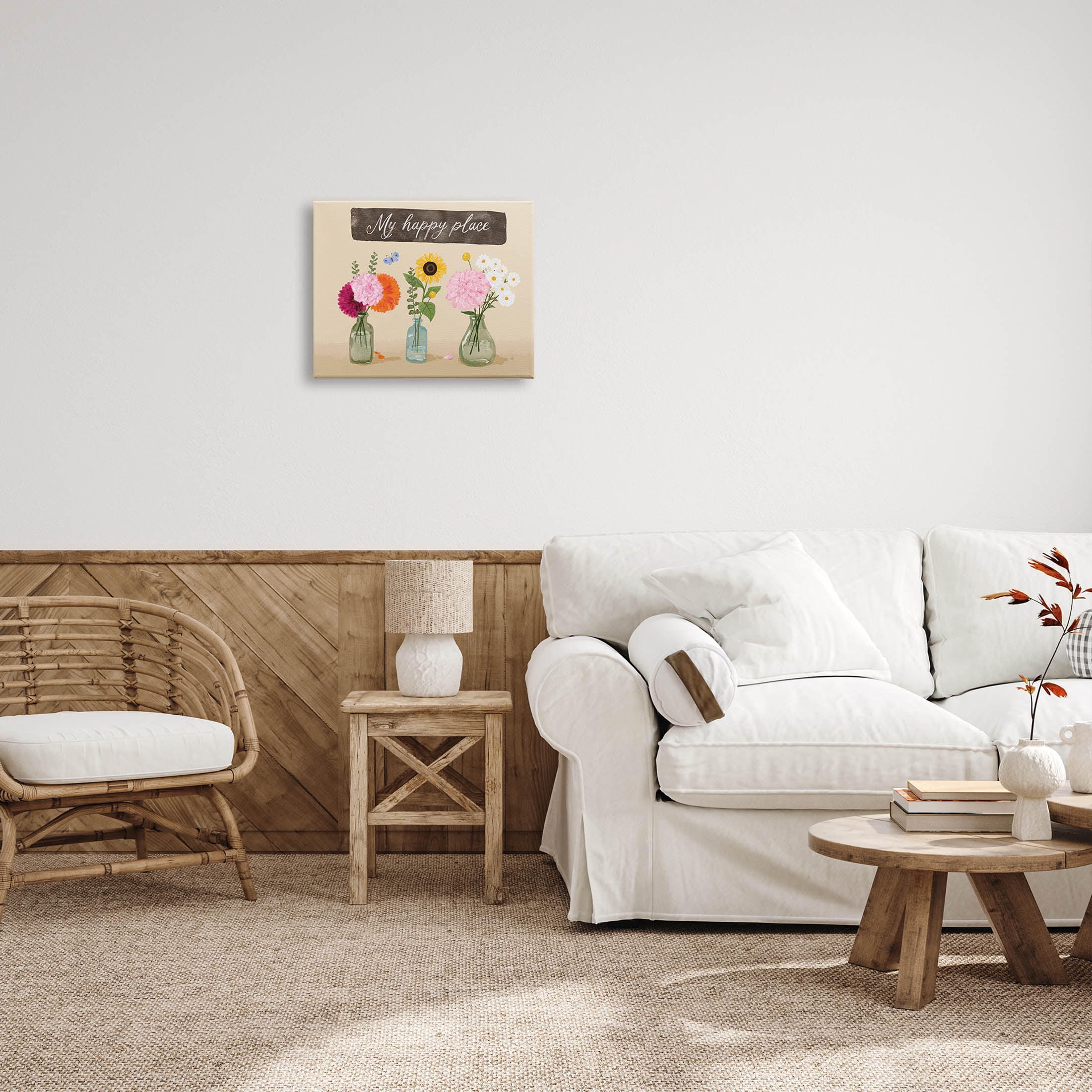 Stupell Industries My Happy Place Bouquets Graphic Art Gallery Wrapped Canvas Print Wall Art, Design by Be Ni La