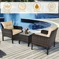 thumbnail image 5 of Costway 3PCS Outdoor Rattan Conversation Set Patio Garden Furniture Cushioned Sofa Chair, 5 of 10