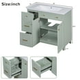 thumbnail image 7 of 36" Bathroom Vanity with Resin Sink, Solid Wood Freestanding Single Basin Vanity with 2 Drawers & 1 Adjustable Storage Shelf, Wood Bathroom Cabinet with 2 Soft-close Doors, Green, 7 of 7