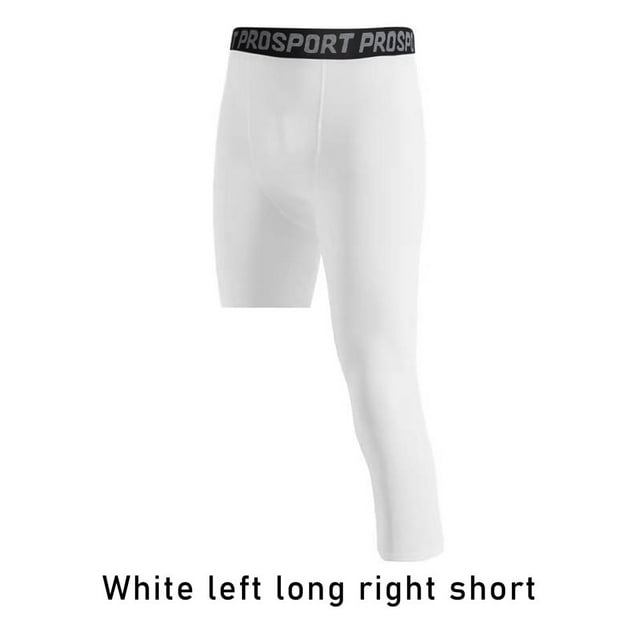 One Leg Compression Tights Full Length for Basketball Single Leg Long Pants Sports Base Layer Leggings Black L