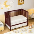 thumbnail image 2 of SESSLIFE 5-In-1 Convertible Crib, Cherry Baby Bed, Converts from Baby Crib to Toddler Bed, Fits Standard Full-Size Crib Mattress(Not Included), 2 of 10