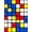Blue Red Yellow White, Pattern 1, variant on ODIKA 8'x10' Washable Area Rug Composition Modernist Interlocking Abstract Geometric Layout for King Size Bedroom Under Bed, Master Suite, Non-Shedding, Easy Care