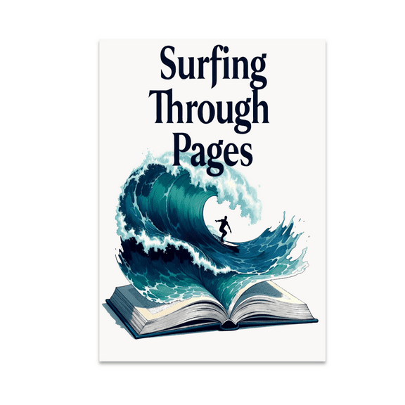 Surfing Through Pages Wall Art - Book Lover - 13x19 Poster Print