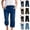Dark Blue, variant on Girls Casual Capri Pants Straight Leg Cropped Denim Pants High Waisted Drawstring Jean Capris with Pockets