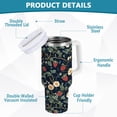 thumbnail image 2 of Yayeee 30oz Stainless Steel Tumbler with Straw and Handle Double-Wall Insulated Travel Water Bottle, Floral Raspberry Pattern, 2 of 8