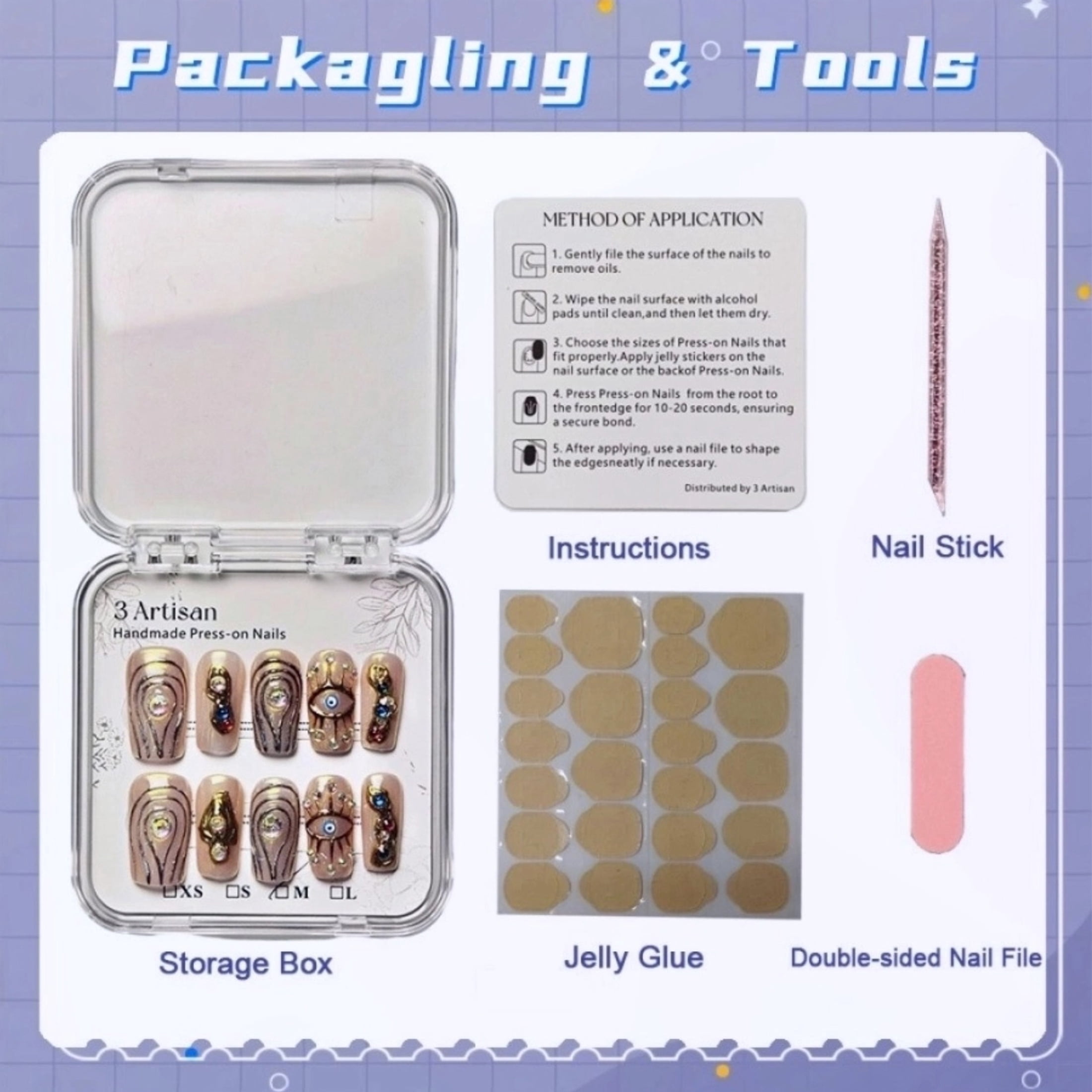 10pcs Stiletto Medium Handmade Y2K Nails - Pink & Nude Base, Hand Drawn Gold Eye & Line Patterns, 3D Rhinestone & Colorful Gems, Summer & Party Nails for Women