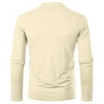 thumbnail image 4 of Inglocry Mens Long Sleeve Henley Shirts Stretch Casual 3 Button Tee Baisc Plain Soft Basic Tops For Men Beige L, 4 of 7