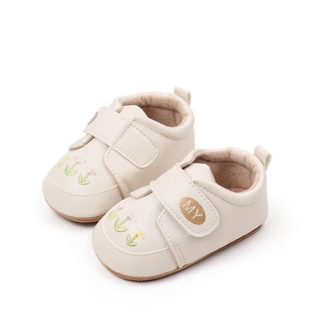Awevudst Baby Girls Moccasins Sneakers Flower Embroidery Soft Sole Shoes