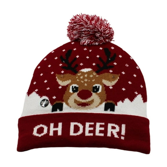 chaungfeng LED Santa Hat, Light Up Knitted Christmas Hat for Women Men, Warm Ear Protection Woolen Hat Winter Cap for Party, Gift, Event, Holiday, Indoor Outdoor