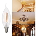 thumbnail image 3 of Diodesy- Pack of 4 LED5CA10/30K/FIL/4/JA8 LED Flame Tip Chandelier Light Bulb, Fully Compatible Dimming, 5W (60 Watt Equiv), 3000K Soft White, Dimmable, 500 Lumens, CA10 For Ceiling Fan Lights/Pendant, 3 of 9