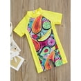 thumbnail image 3 of Franhais Kids Unisex Casual Swimwear Romper, Short Sleeve Color-Contrast Fruit Printed Swimwear, 3 of 9