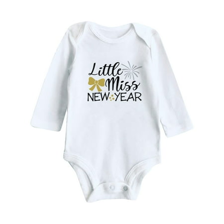 

LBECLEY 12 Month Old Girl Clothes My First New Year Clothes Baby Boy Girl New Year Outfits Letter Print Romper Jumpsuit Outfits Set Baby 3 6 White 12M