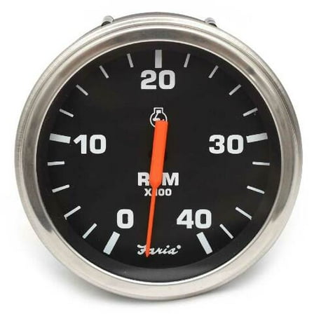 Faria Boat Diesel Tachometer Gauge TD9681A | 3 3/8 Inch Euro Black SS