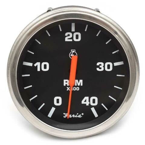 Faria Boat Diesel Tachometer Gauge TD9681A | 3 3/8 Inch Euro Black SS