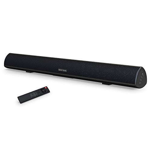 BESTISAN Barra de sonido de 80 vatios, barras de sonido para TV o sistema de cine en casa (Bluetooth 5.0, 34 pulgadas, DSP, graves potentes, conexiones inalámbricas por cable, graves ajustables, monta