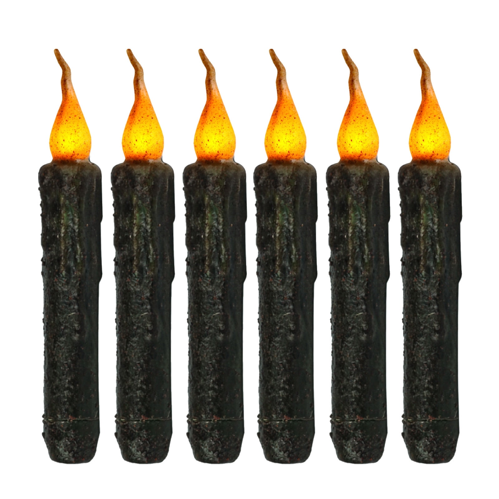 Kmdttou Outdoor Decorations Lights Taper Primitive Candles 6pcs Real Wax Hand Dipped Battery Operated Flameless Candles For Christmas Halloween Home Decor Church