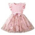 thumbnail image 1 of MIASHUI Girls Floral Embroidered Party Dress With Bow Detail And Elegant Flutter Sleeves For Pink,4-5 Years, 1 of 9